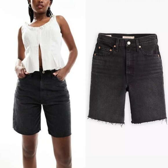 Levi's Pants - New LEVI'S Premium Ribcage Denim Jean Bermuda Shorts Women's Size 27 Black Wash